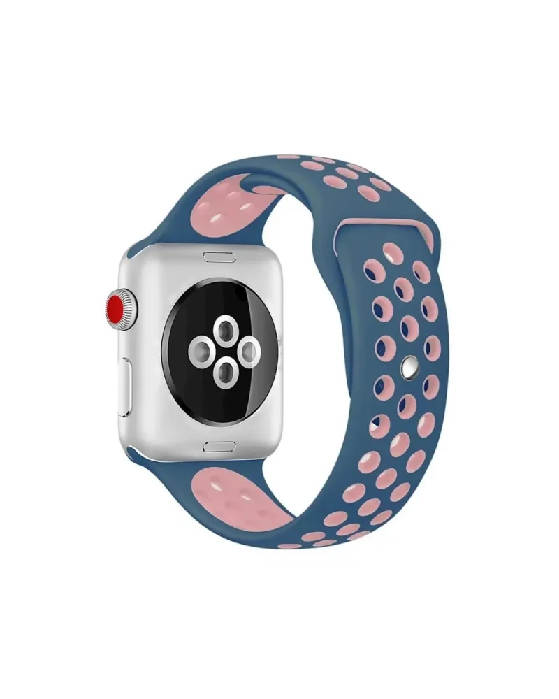 Ocean blue and pink silicone sport band for Apple Watch active wear