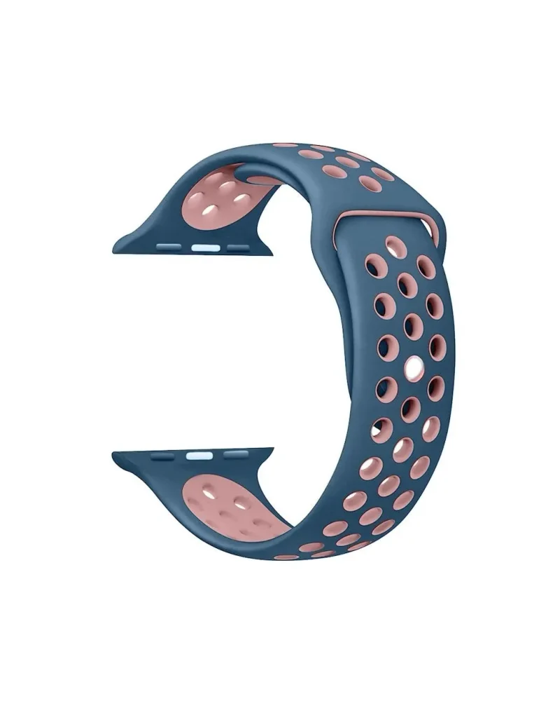 Ocean blue and light pink sport watch band with ventilation holes