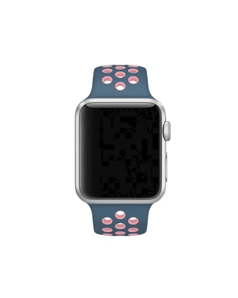 Ocean blue and pink sport band for Apple Watch with ventilation holes