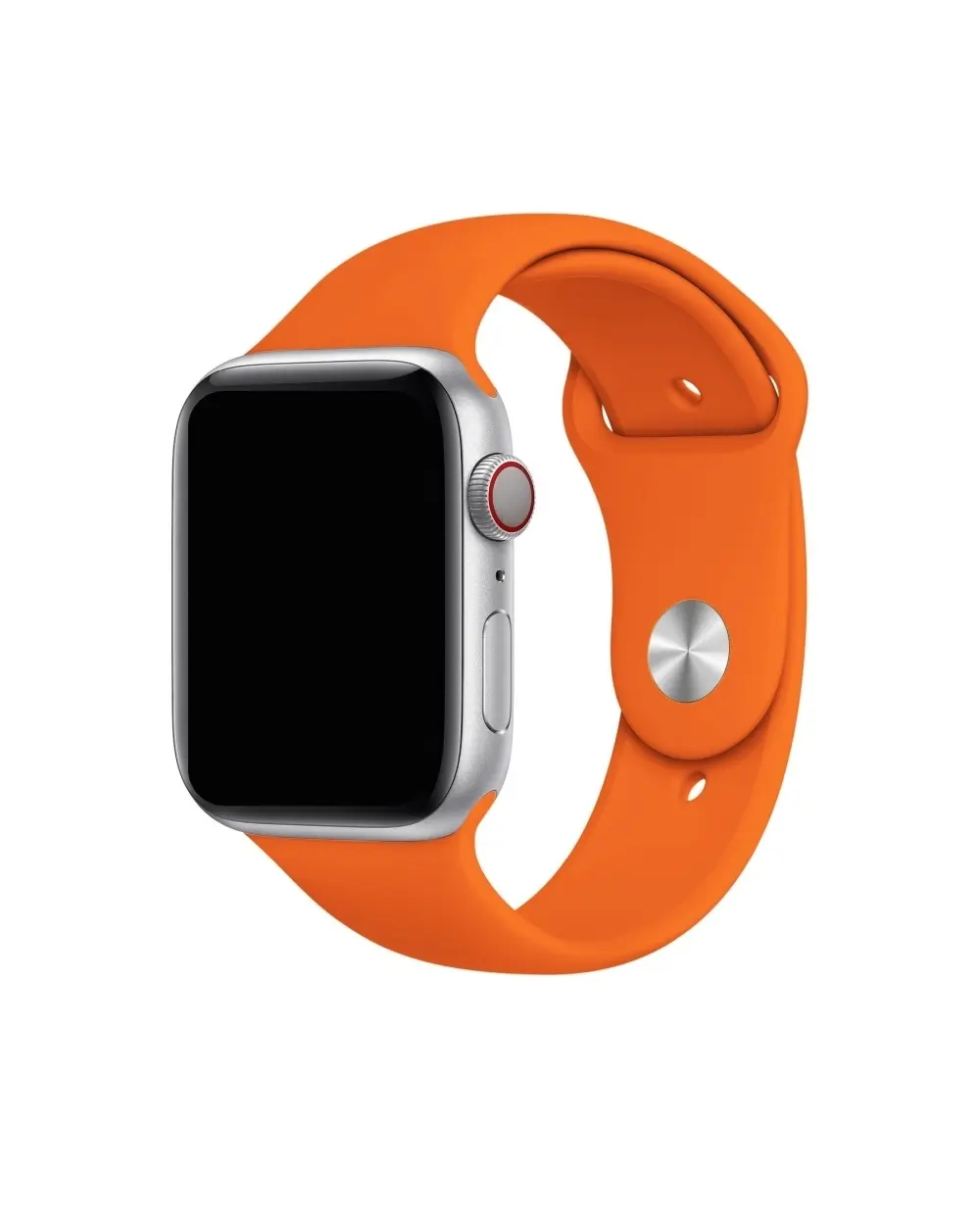 Orange silicone sport band for smartwatch with metal digital crown