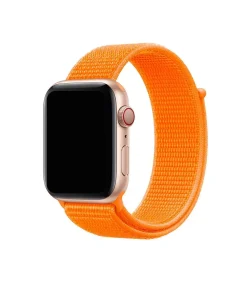 Orange sport loop band for smartwatch with velcro closure and aluminium case