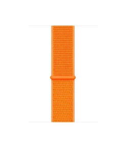 Orange woven nylon sport loop watch band with connector detail
