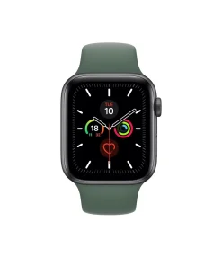 Apple Watch with pine green sport band and black digital face display