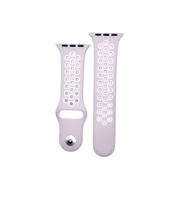 Pink sport watch band with perforated design and adjustable strap connector