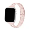Silver smartwatch with pink sand silicone sport band and breathable holes