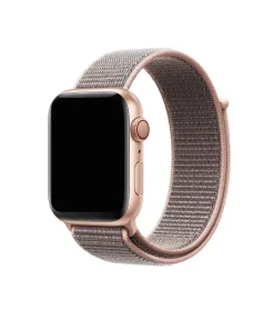 Rose gold smartwatch with pink sand sport loop fabric band