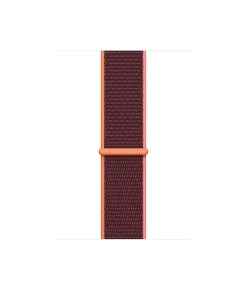 Purple sport loop watch band with orange trim and connector