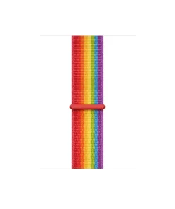 Rainbow striped sport loop band with red connector for smartwatch
