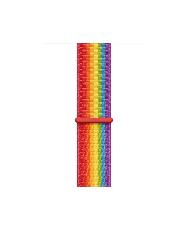 Rainbow striped sport loop band with red connector for smartwatch