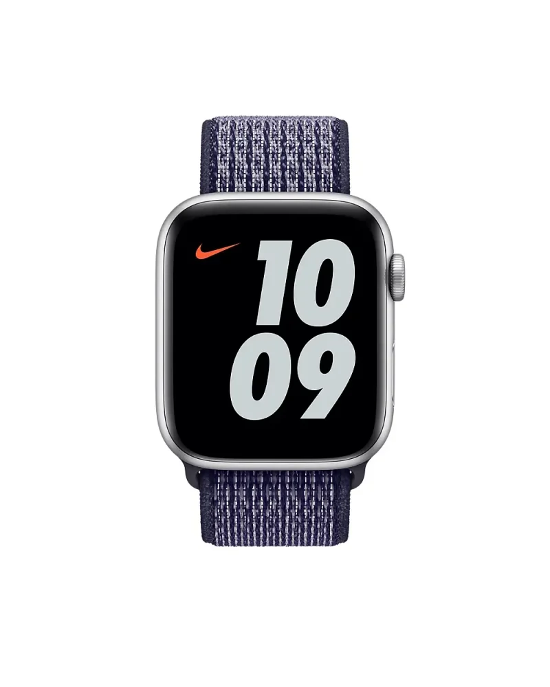 Apple Watch Nike Sport Loop Purple Pulse with digital display showing time