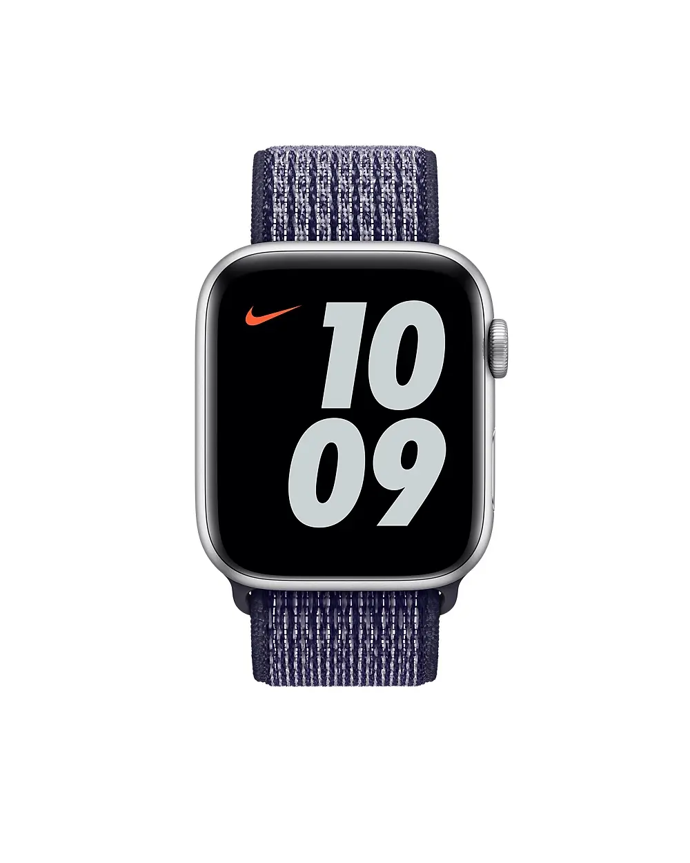 Apple Watch Nike Sport Loop Purple Pulse with digital display showing time