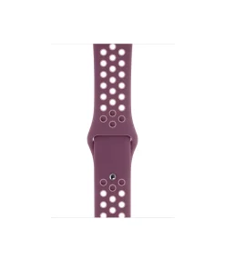 Purple and pink perforated silicone sport watch band with ventilation holes