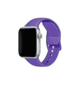 Purple silicone sport band for Apple Watch with silver aluminum case
