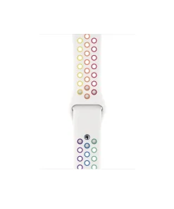 White sport band with colorful rainbow pride rings for Apple Watch