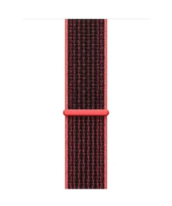 Red black woven sport loop smartwatch band with adjustable strap