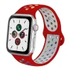 Red and gray perforated sport band for smartwatch with colorful ventilation holes