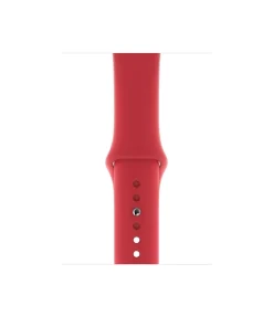 Red silicone sport watch band with adjustment holes and clasp