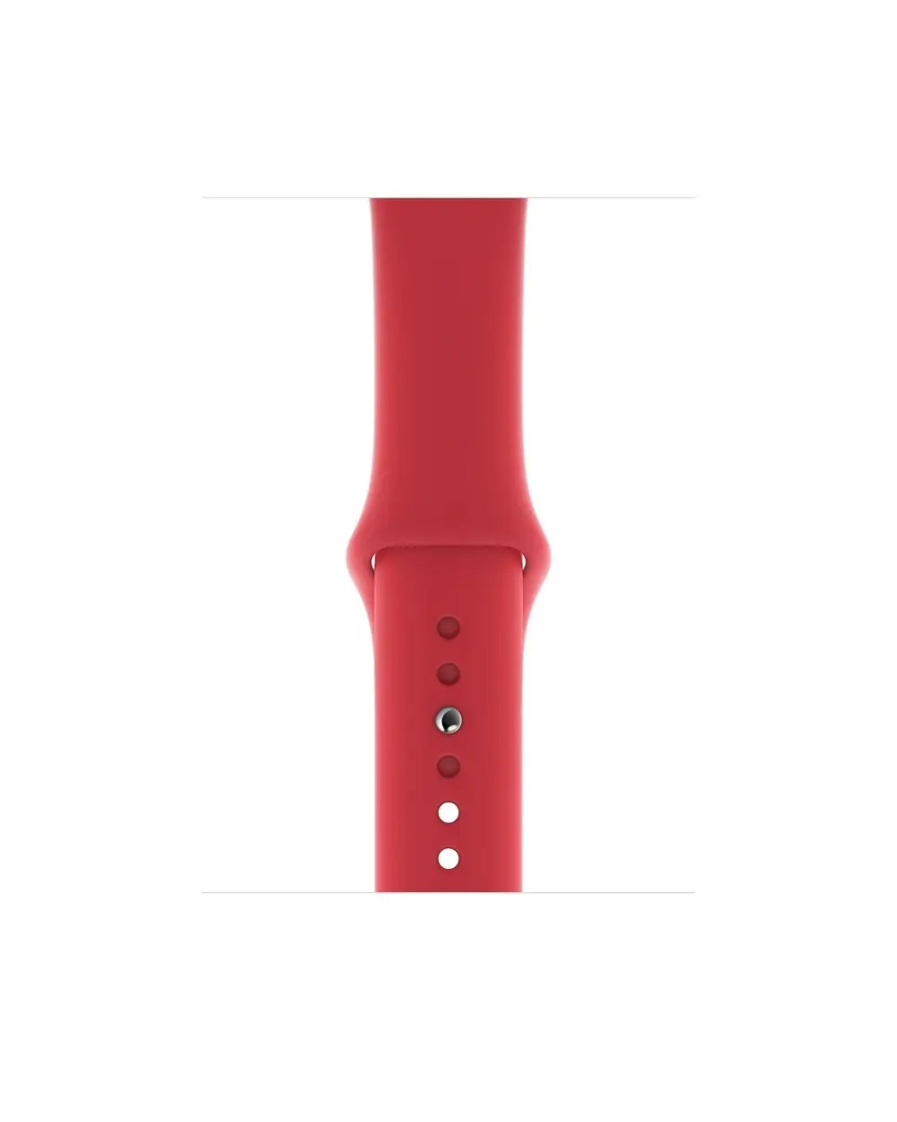 Red silicone sport watch band with adjustment holes and clasp