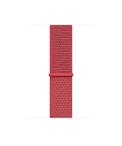 Red sport loop woven nylon watch band with connector hardware