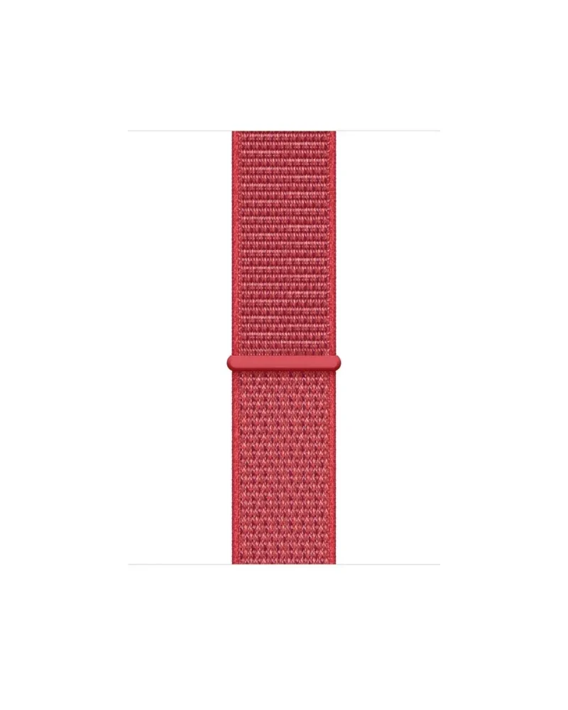 Red sport loop woven nylon watch band with connector hardware