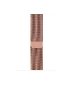 Rose gold Milanese loop mesh smartwatch band with magnetic closure