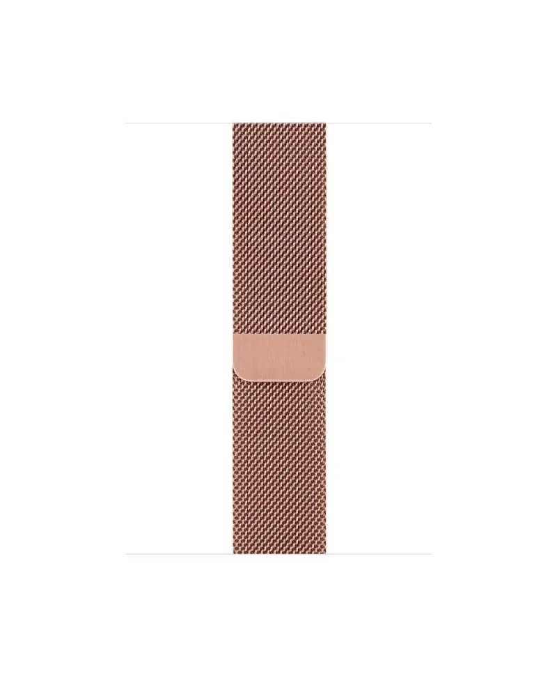 Rose gold Milanese loop mesh smartwatch band with magnetic closure
