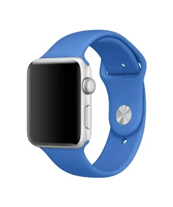Apple Watch white aluminum case with royal blue sport band