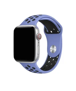Apple Watch sport band Royal Pulse and Black perforated silicone strap