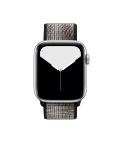 Apple Watch silver aluminum case with black woven sport loop band