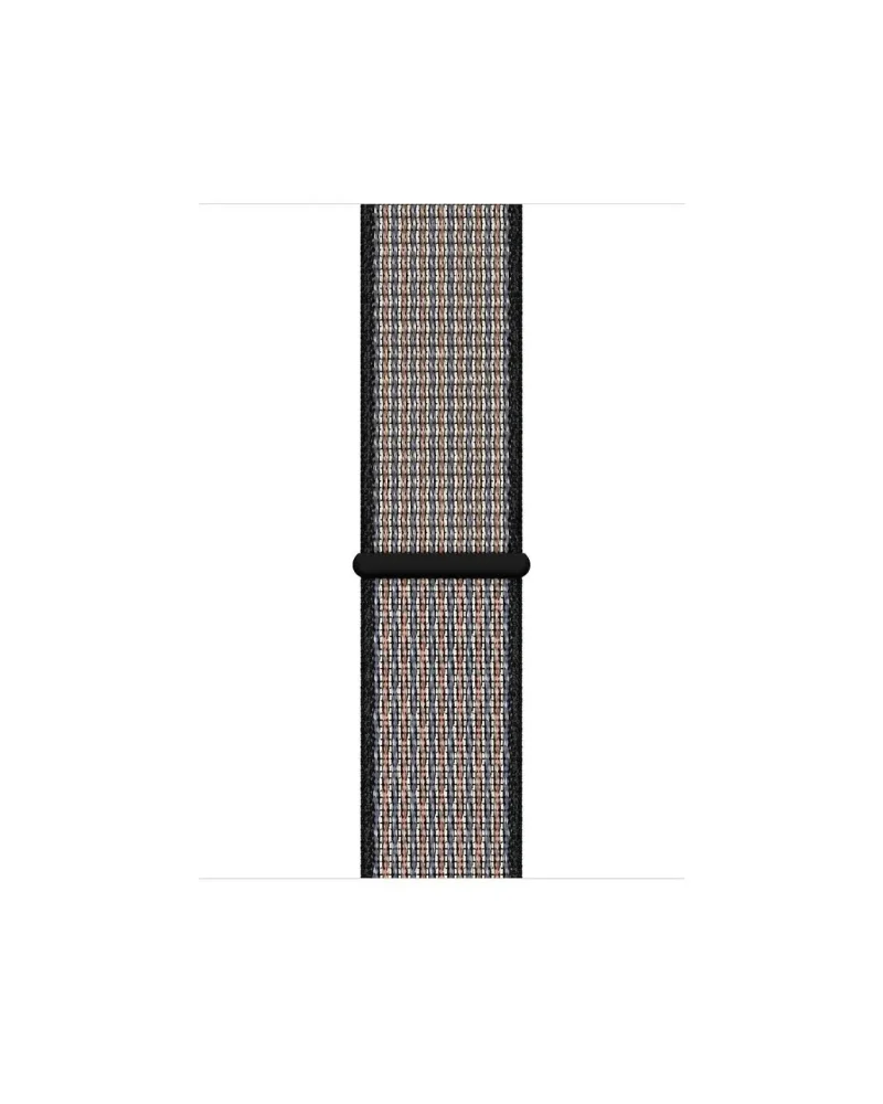 Black woven sport loop watch band with breathable textile material