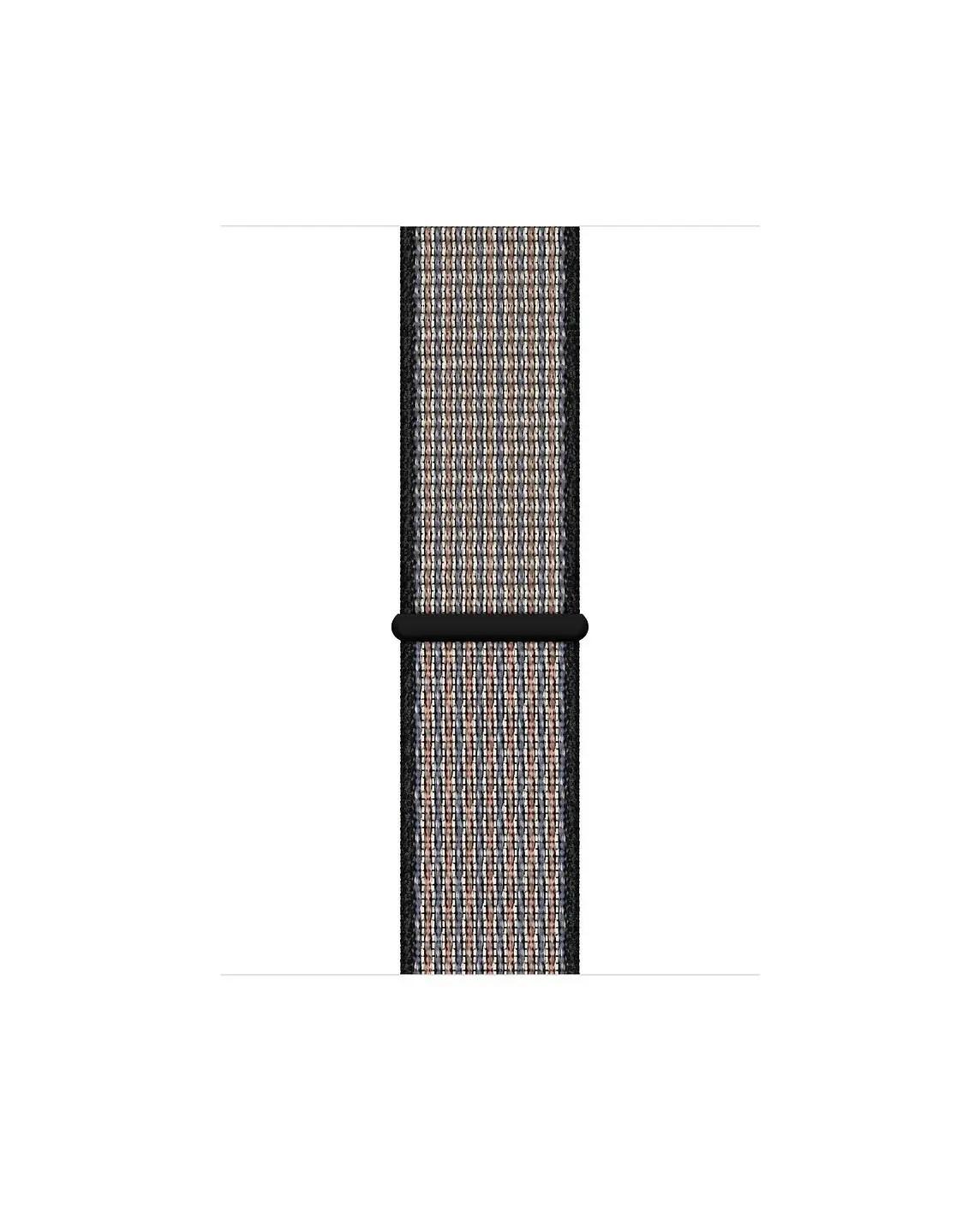 Black woven sport loop watch band with breathable textile material