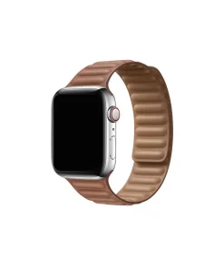 Apple Watch leather link band saddle brown quilted strap