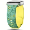 Green and yellow floral smartwatch band with decorative flower design