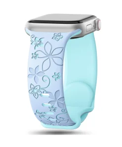 Sakura floral smartwatch band in ice blue and light blue with sport design