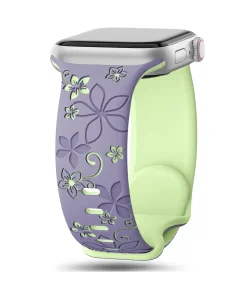 Purple and green floral sport band for Apple Watch smartwatch