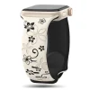 Floral patterned smartwatch band in cream and black with decorative flowers