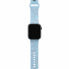 Apple Watch sport band light blue with pink floral embossed design pattern