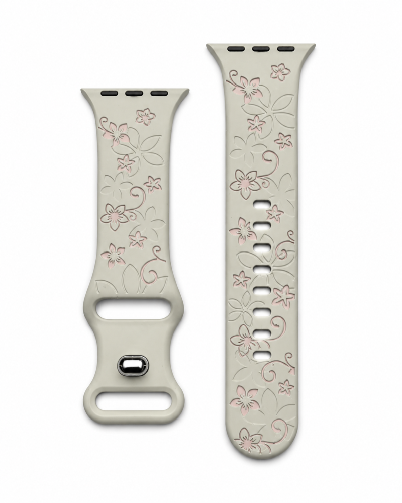 Apple Watch Sakura Sport Band starlight pink floral design pattern