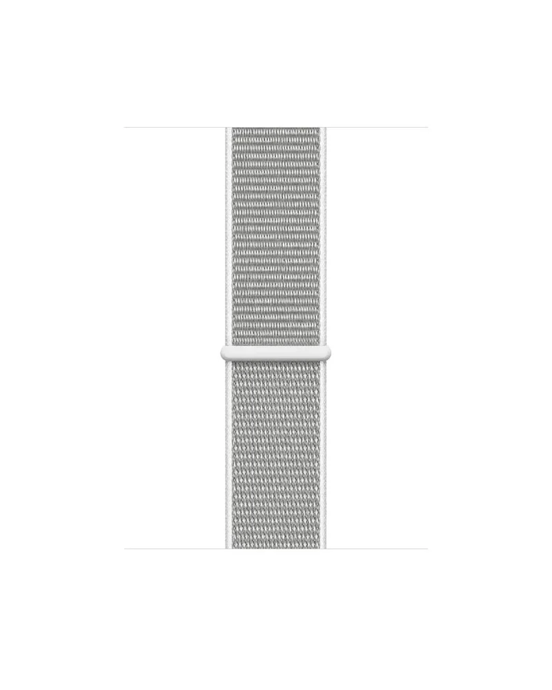 White sport loop woven nylon watch band with seashell color connector