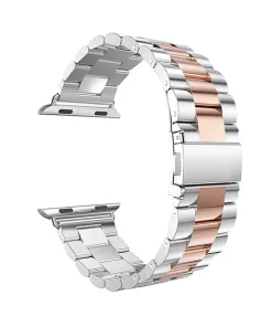 Stainless steel and rose gold Apple Watch band with metal links