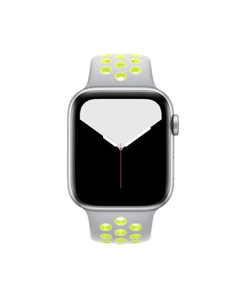 Apple Watch silver aluminum case with volt yellow sport band