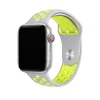 Silver and neon yellow sport smartwatch band with ventilation holes for active wear