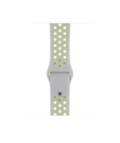 Silver and volt sport watch band with perforated athletic design