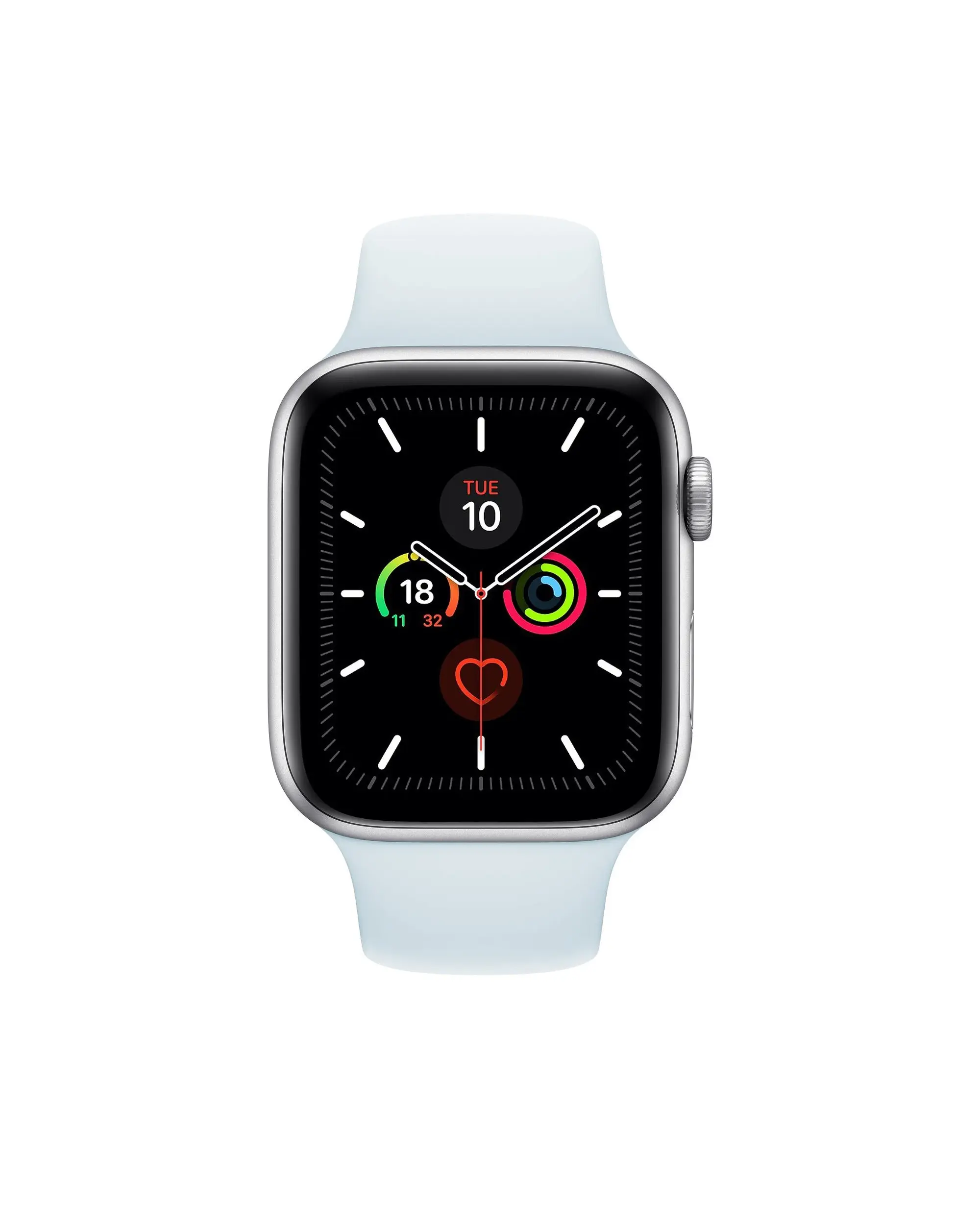 Apple Watch Series 5 silver aluminum sky blue sport band smartwatch