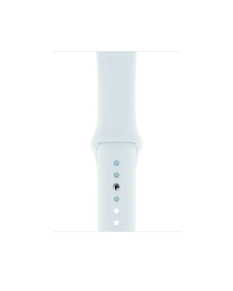 Sky blue sport band with silicone construction and adjustable sizing holes