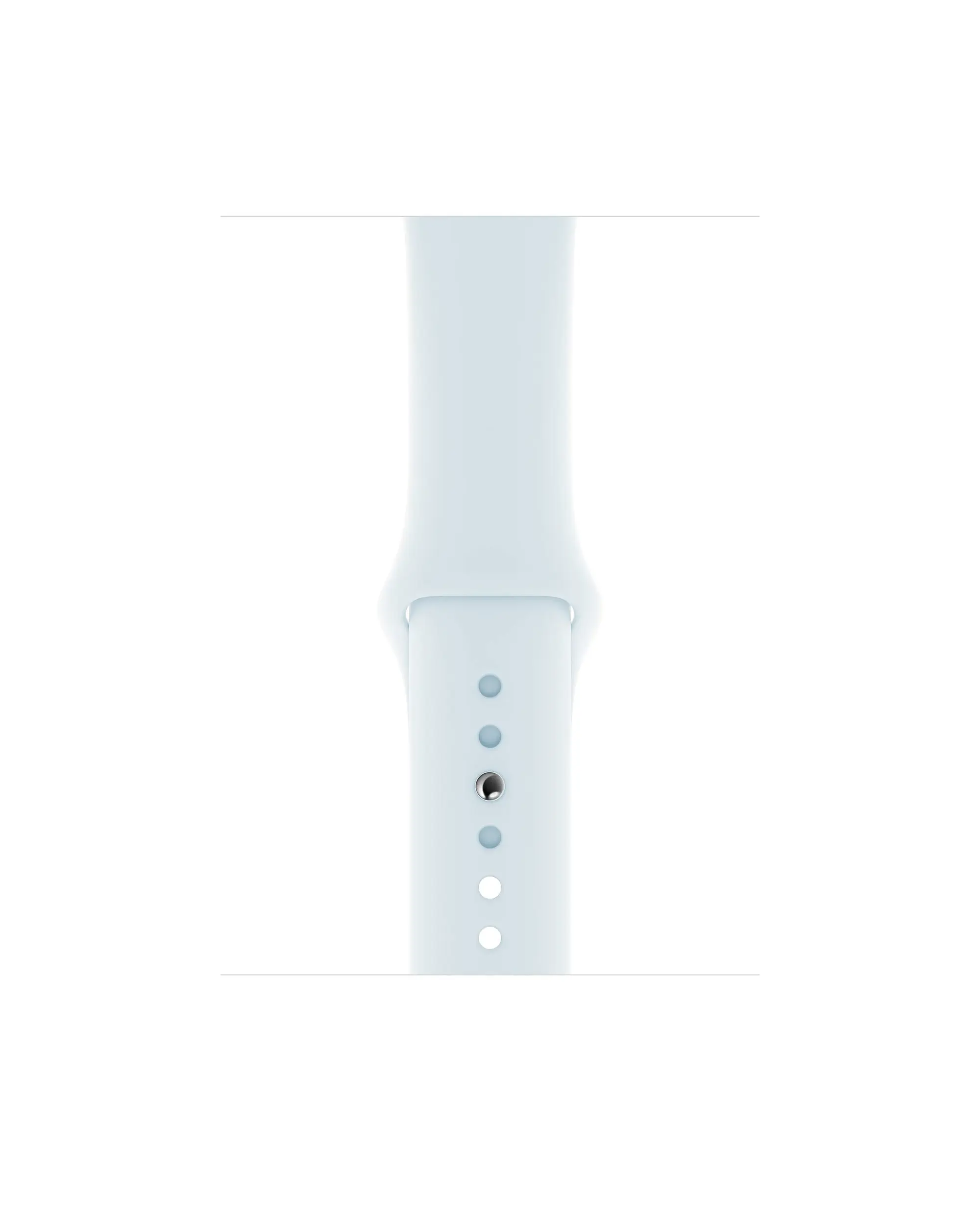 Sky blue sport band with silicone construction and adjustable sizing holes