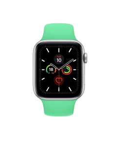 Smartwatch with mint green sport band and activity tracking display