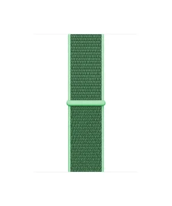 Green nylon sport loop watch band with adjustable fastener closure