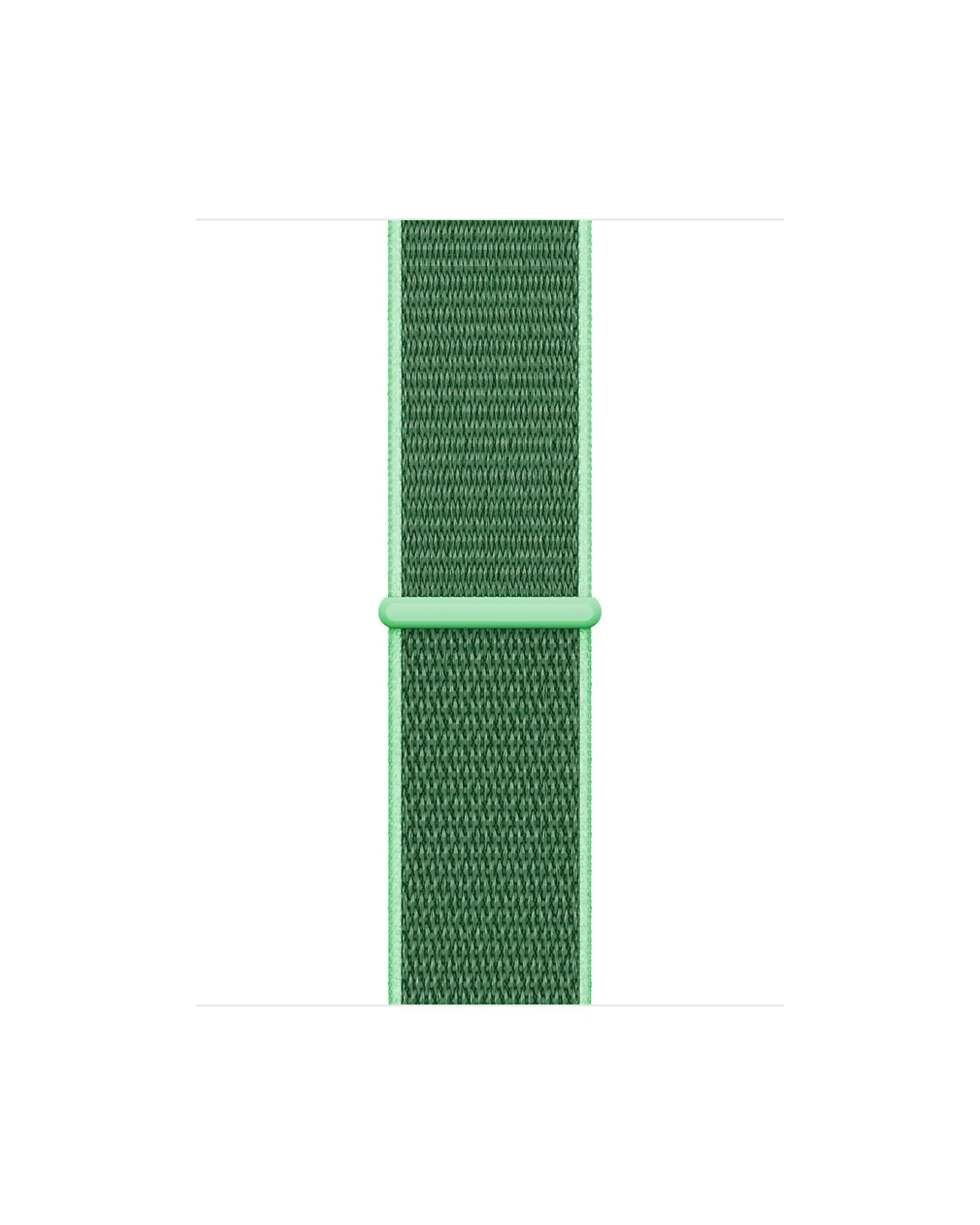 Green nylon sport loop watch band with adjustable fastener closure