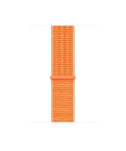 Orange sport loop watch band with woven fabric material texture